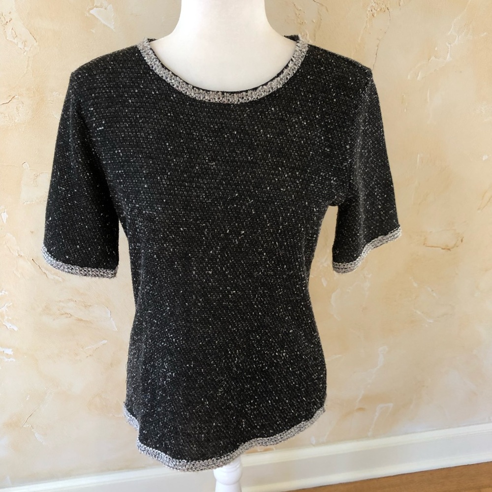 CAbi #542 Coco Short Sleeve Boucle Top M